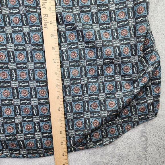 Woolrich Shirt Mens L Blue Fish All Over Print Cotton Long Sleeve Fishing Gorp - Picture 9 of 10